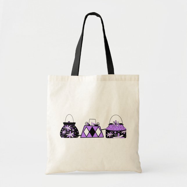 Lila Mode Tote Bag Tygkasse (Framsidan)