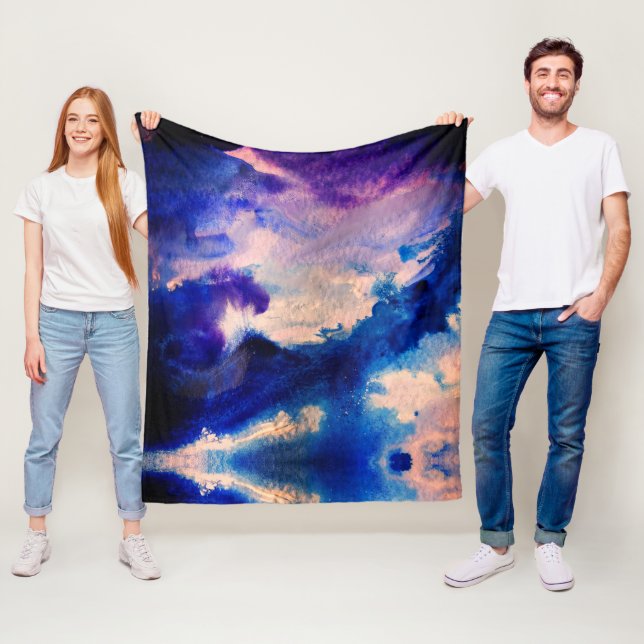 Lila Modern Abstrakt-målning Fleecefilt (På plats)