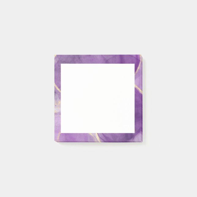 Lila Modern Alcohol Bläck Art Notes Post-it Block (Framsida)