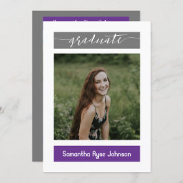 Lila Modern Block 3-Photo Studenten Inbjudningar