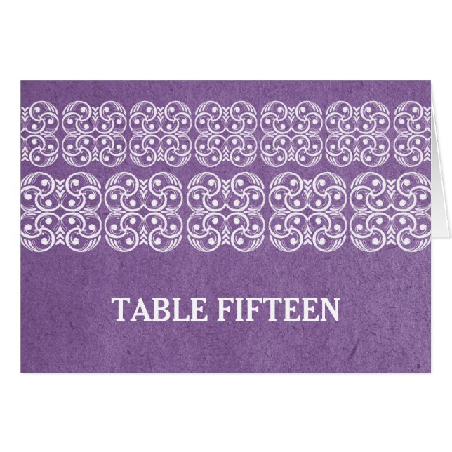 Lila Modern Bohemian Bordsnummer Card Hälsningskort (Framsidan Horizontal)