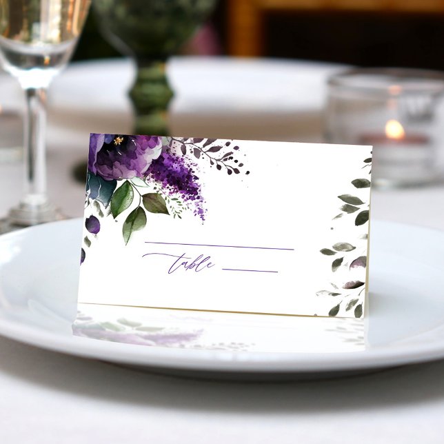 Lila Modern Botaniska trädgården Elegant bröllop Placeringskort (Purple Modern Botanical Garden Elegant Wedding Place Card)
