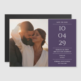 Lila Modern Bröllop Photo Save Date Magnetisk Inbjudningskort