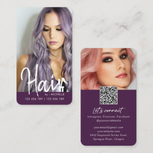 Lila Modern chic Hair Snyggt QR-kodfoto Visitkort