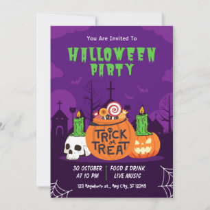 Lila Modern Halloweendagsfirande Inbjudningar