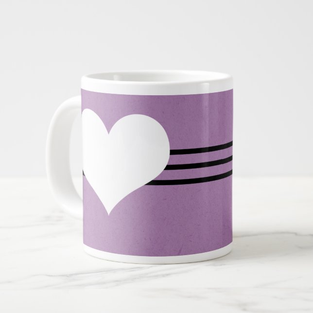 Lila Modern Heart Jumbo Mugg (Framsida vänster)