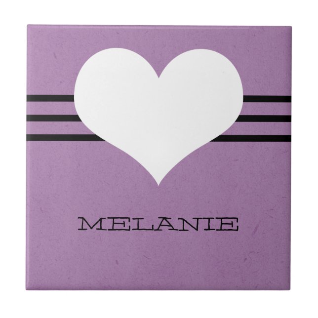 Lila Modern Heart Tile Kakelplatta (Framsidan)