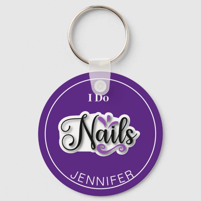 Lila Modern I Do Nagel Nail Technician Keychain Nyckelring (Framsida)