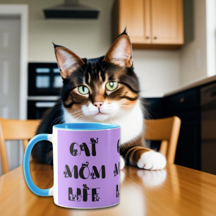 Lila Modern Kattmamma Liv Söt Mors Dag  Mugg