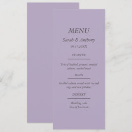 Lila Modern Minimalist Simple Bröllop Food Meny