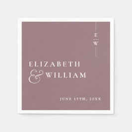 Lila Modern Minimalistisk Elegant Monogram Bröllop Pappersservett