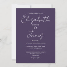 Lila Modern Minimalistisk Elegant Skrift Bröllop