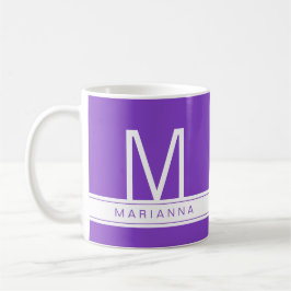 Lila Modern Monogram Simple Namn Initial Kaffemugg