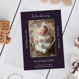 Lila Modern Photo Birth Notice Meddelande