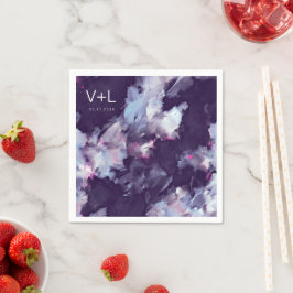 Lila Modern Push Stroke Bröllop Pappersservett