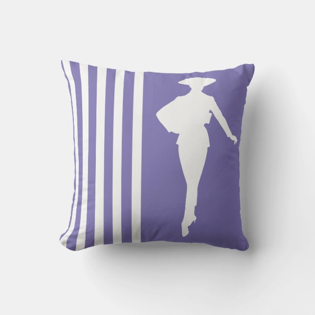 Lila Modern Rand med Mode Silhouette Kudde (Framsida)