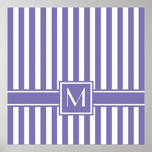 Lila Modern Rand med Monogram Poster (Framsidan)