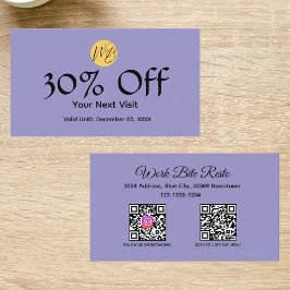 Lila Modern Restaurant Qr Code Menu och Rabattkort