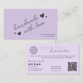 Lila Modern Script QR-kod, Tack Visitkort