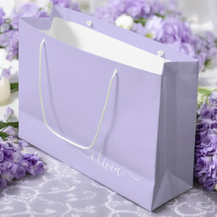 Lila Modern Snygg Skript Flickaktig Monogram Namn