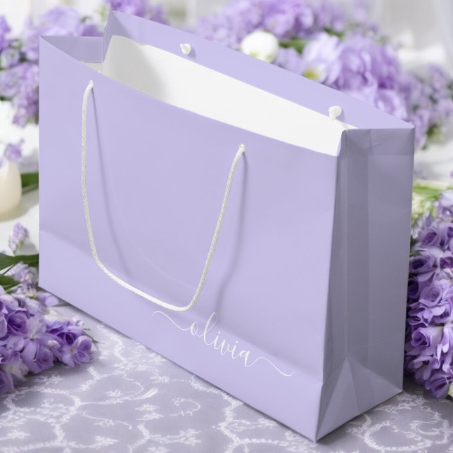 Lila Modern Snygg Skript Flickaktig Monogram Namn (Skapare uppladdad)