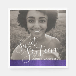 Lila modern sweet sixteen-fotomall pappersservett