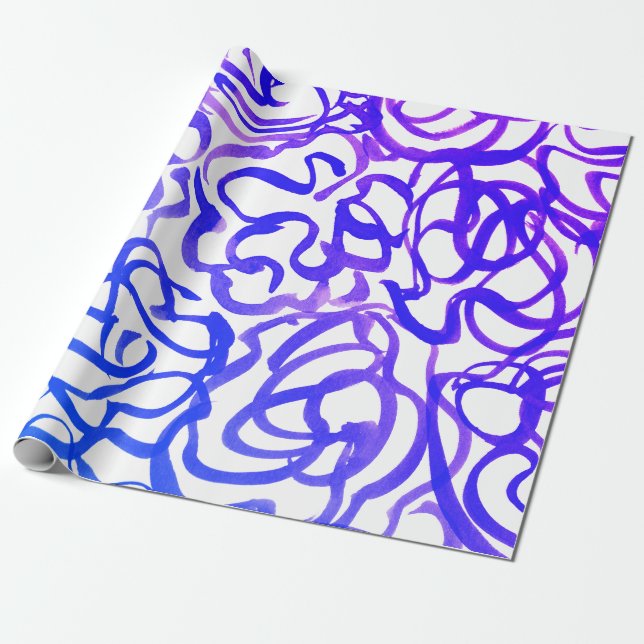 Lila Modern Swirls Abstrakt Vattenfärgsdesign Presentpapper (Utrullad)