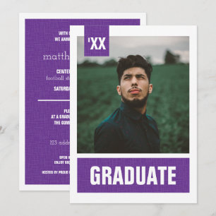 Lila Modern Texturerat foto Studenten Inbjudningar