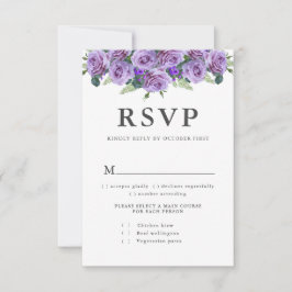 Lila Modern Typography Elegant Blommigt Bröllop OSA Kort