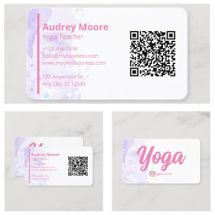 Lila Modern Yoga Lärare Visitkort
