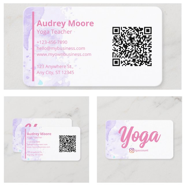 Lila Modern Yoga Lärare Visitkort (Purple Modern Yoga Teacher Business Card
)
