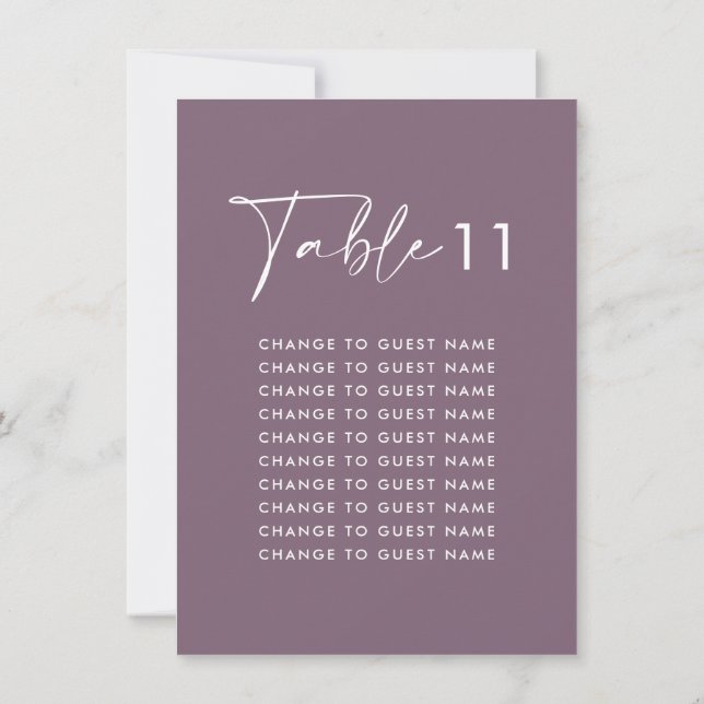 Lila, modernt sittdiagram för bröllop bord (Baksida)