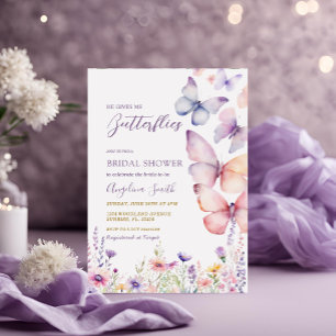 Lila Möhippa Ge Me Butterflies Inbjudningar