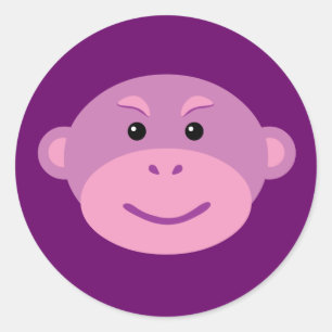 Lila Monkey Runt Klistermärke