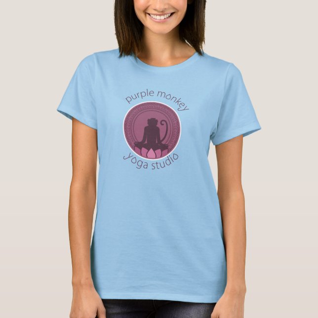 Lila Monkey Yogini Shirt T-shirt (Framsida)
