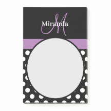 Lila Monogram Black White Polka Dot