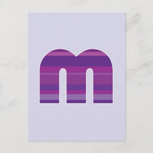 Lila Monogram - Brev M Vykort