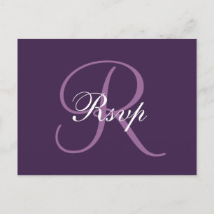 Lila Monogram Elegant bröllop OSA vykort