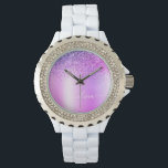 Lila Monogram Glitter Gnistra Girly-skript Armbandsur<br><div class="desc">Lila Faux Foil Metallic Gnistra Glitter Brushed Metall Monogram Namn Watch Watch Det gör perfekt studenten,  födelsedag,  bröllop,  möhippa,  årsdag,  babydusch eller bachelorette-fest till någon som glam lyx och chic stilar.</div>