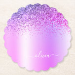 Lila Monogram Glitter Gnistra Girly-skript Underlägg Papper<br><div class="desc">Lila Faux Foil Metallic Gnistra Glitter Brushed Metall Monogram Namn Papper Underlägg. Det gör perfekt studenten,  födelsedag,  bröllop,  möhippa,  årsdag,  babydusch eller bachelorette-fest till någon som glam lyx och chic stilar.</div>