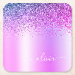 Lila Monogram Glitter Gnistra Girly-skript Underlägg Papper Kvadrat<br><div class="desc">Lila Faux Foil Metallic Gnistra Glitter Brushed Metall Monogram Namn Papper Underlägg. Det gör perfekt studenten,  födelsedag,  bröllop,  möhippa,  årsdag,  babydusch eller bachelorette-fest till någon som glam lyx och chic stilar.</div>