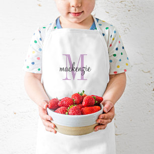 Lila Monogram Initial och Namn Personlig Barnförkläde