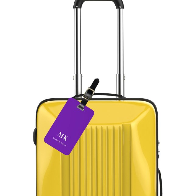 Lila monogram initialer bagagebricka (Skapare uppladdad)