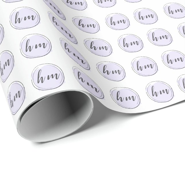 Lila Monogram Logotyp för första Anpassningsbarna Presentpapper (Rullad Hörn)