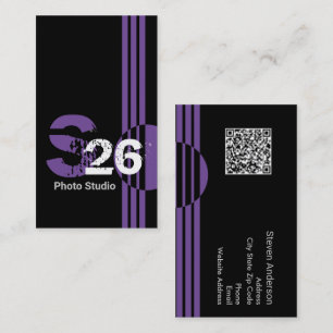 Lila monogram QR-kod abstrakt geometrisk Visitkort
