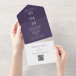 Lila monogram QR-kod Bröllopsdatum