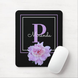 Lila Monogram Rosa Peony Flower Black Musmatta