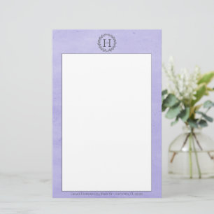 Lila Monogram utandningsstation Brevpapper