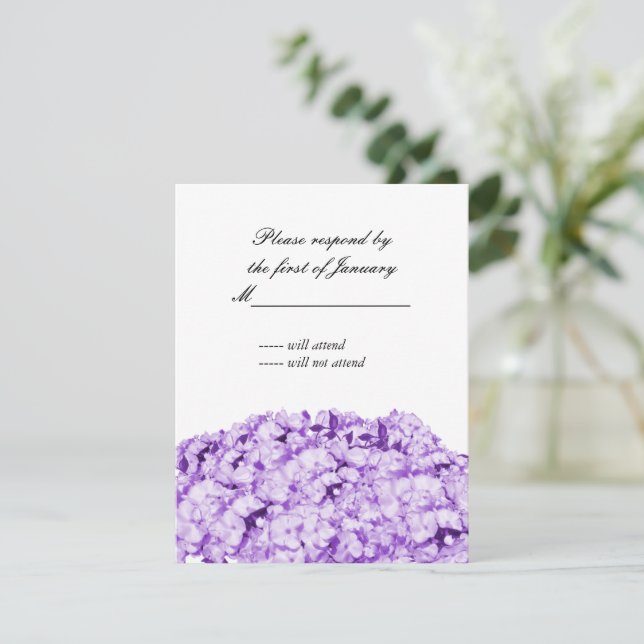 Lila monokromatisk blomster-svarskort OSA kort (Stående Fram)