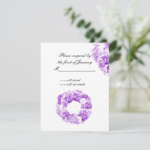 Lila monokromatisk blomsterkrans svarskort